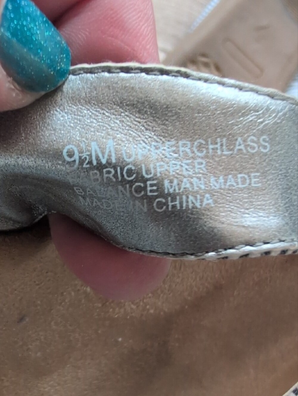 AEROSOLES Tan Footbed Flip-Flops with Blue-White Striped Straps - Picture 4 of 4